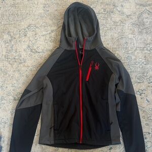 Spyder Men's Black and Gray Performance Jacket with Red Accents